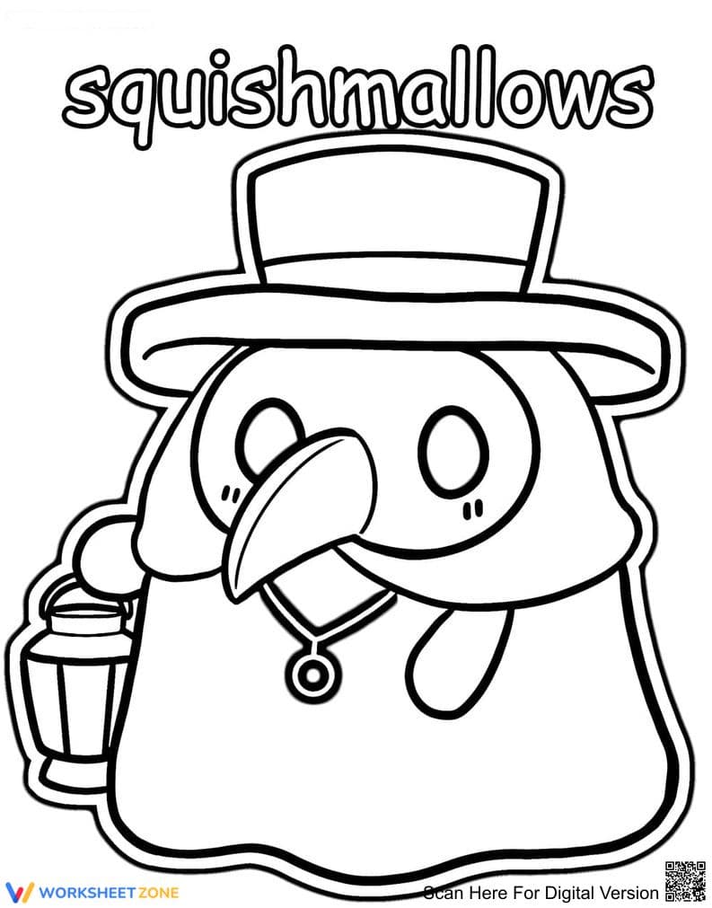 Plague Doctor Squishmallow Coloring Page | Printable - Page 1