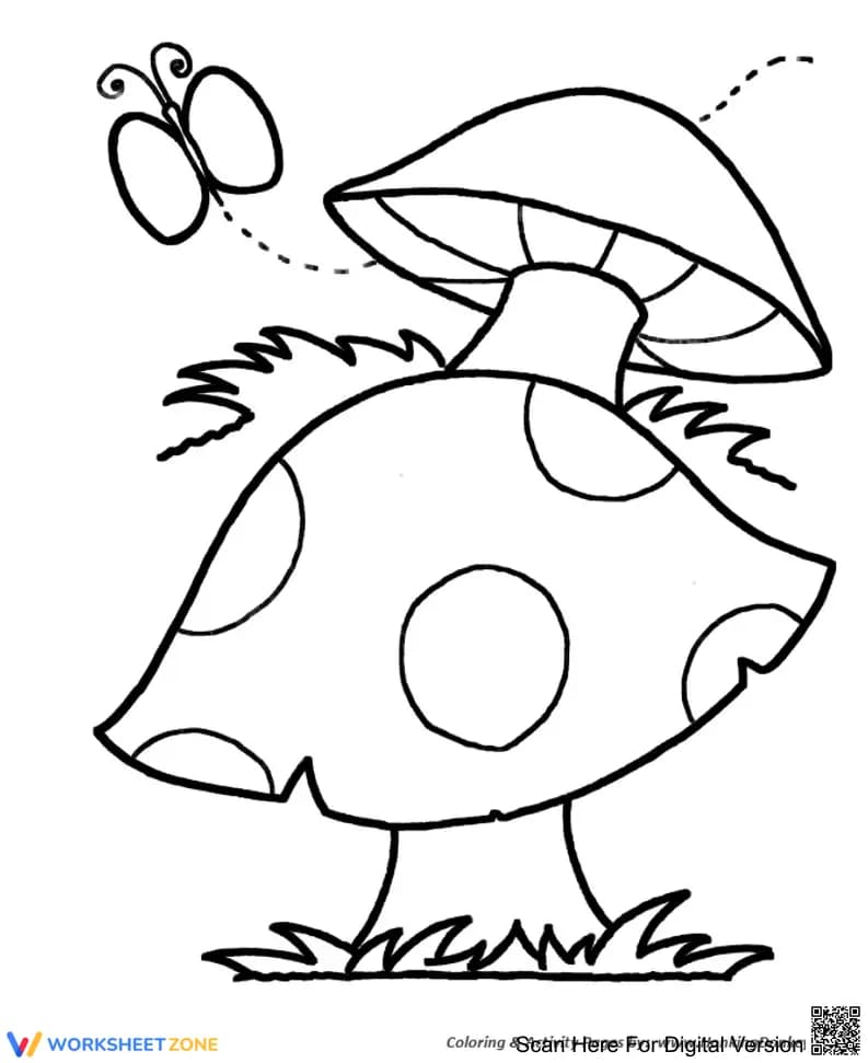 Grade K Mushroom — Printable No-Prep Worksheet - Page 1