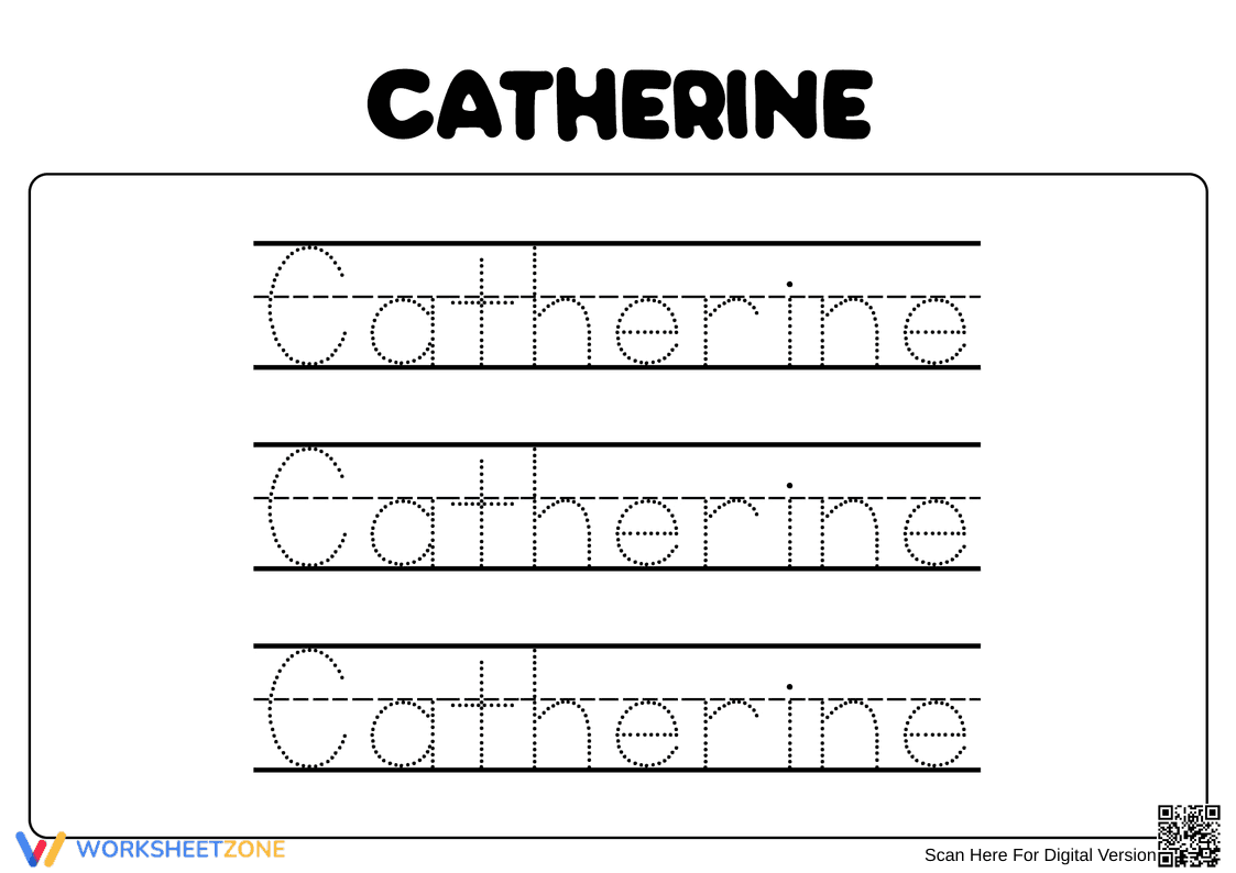 Name Tracing: Catherine Worksheet - Page 1