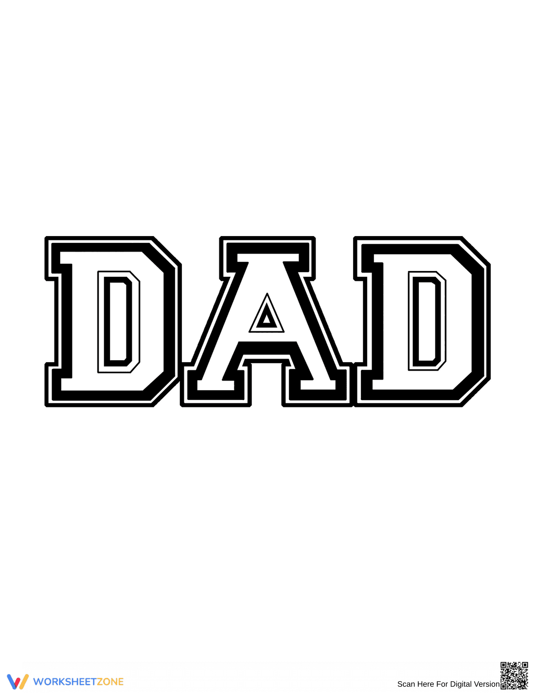 Printable Bubble Letter DAD Worksheet | Grade K-1 - Page 1