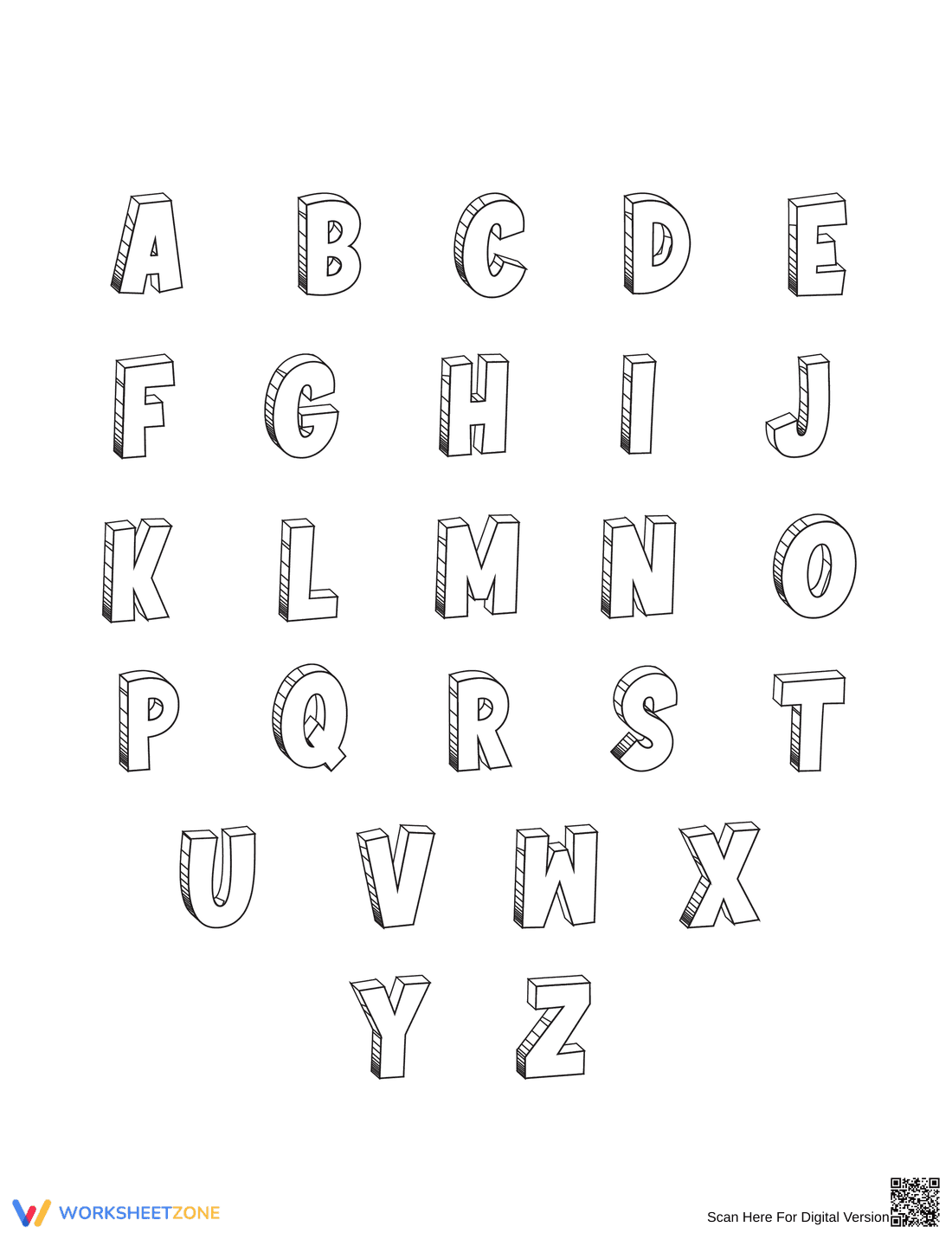 Printable A-Z Bubble Letters Worksheet | Grade K-2 ELA - Page 1