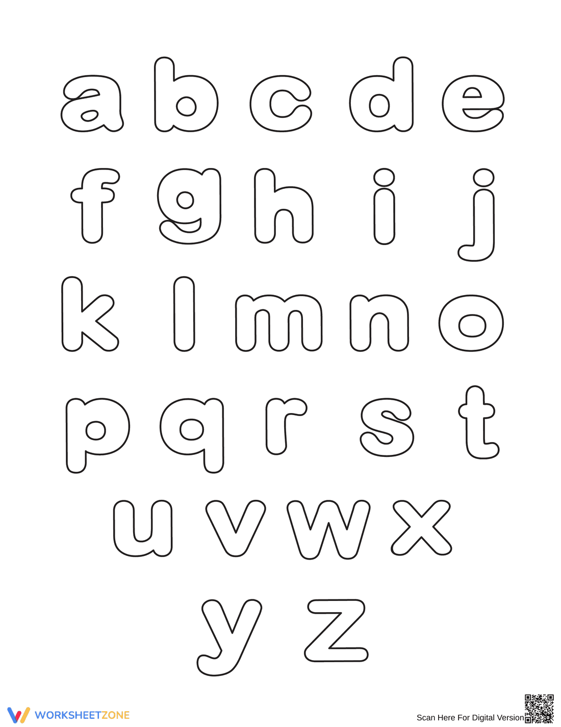 Lowercase Bubble Letters A-Z | Essential Kindergarten ELA - Page 1
