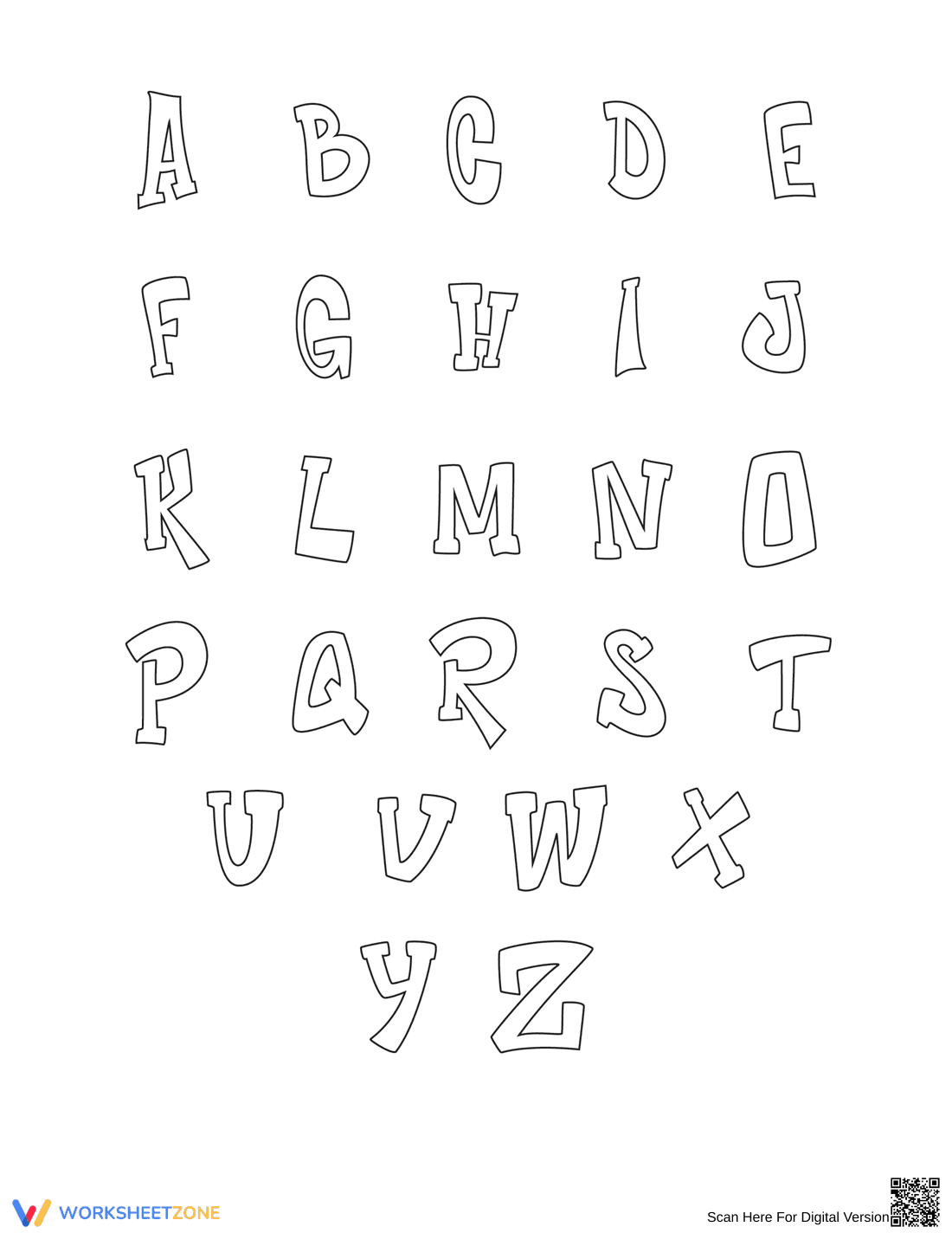Printable Graffiti Bubble Letters Alphabet | Kindergarten - Page 1