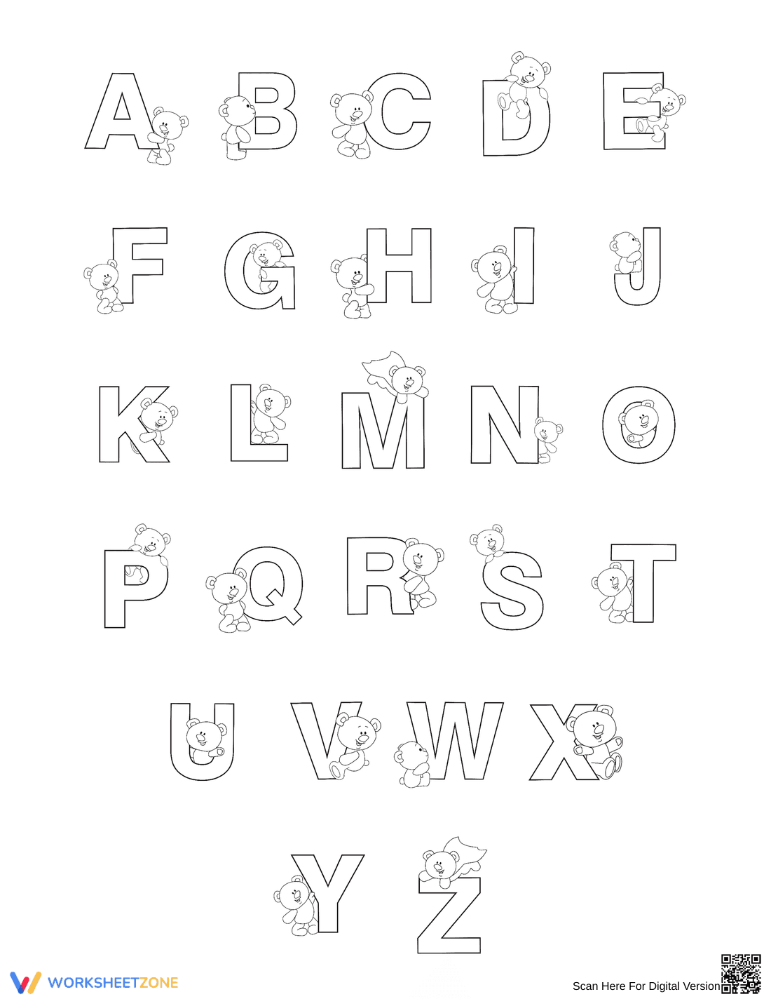 Teddy Bubble Letters Printable | Kindergarten ELA - Page 1
