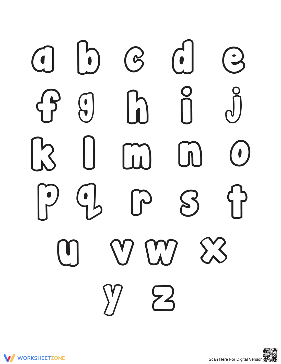 Printable A-Z Bubble Letters | Kindergarten Alphabet - Page 1
