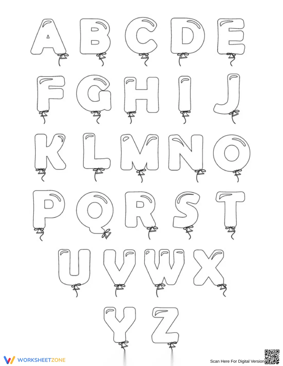Balloon Bubble Letters Worksheet for Creative Learning - Page 1