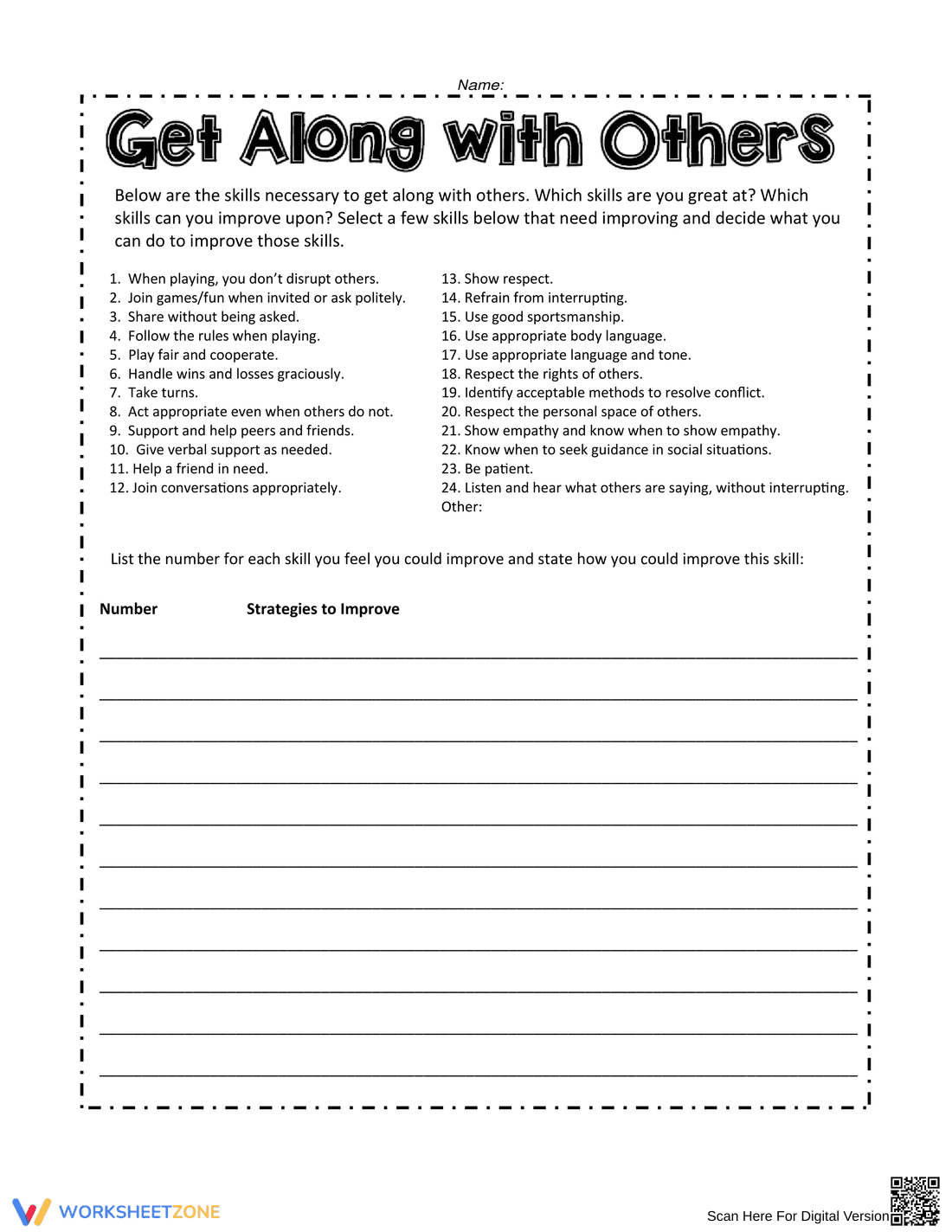 Get Along With Others Social Skills Worksheet - Page 1