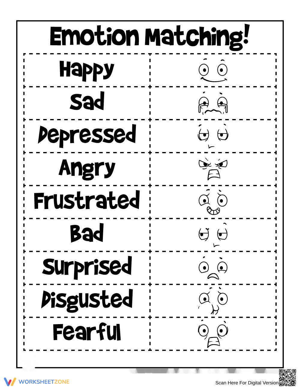 Emotion Matching Worksheet for Kids - Page 1