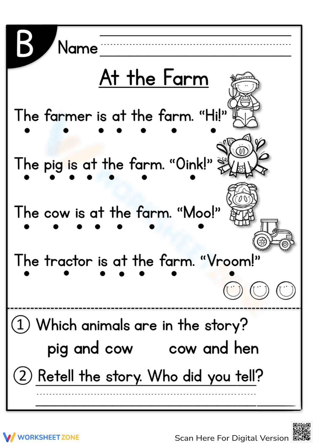 Farm Animals Reading Comprehension - Page 1