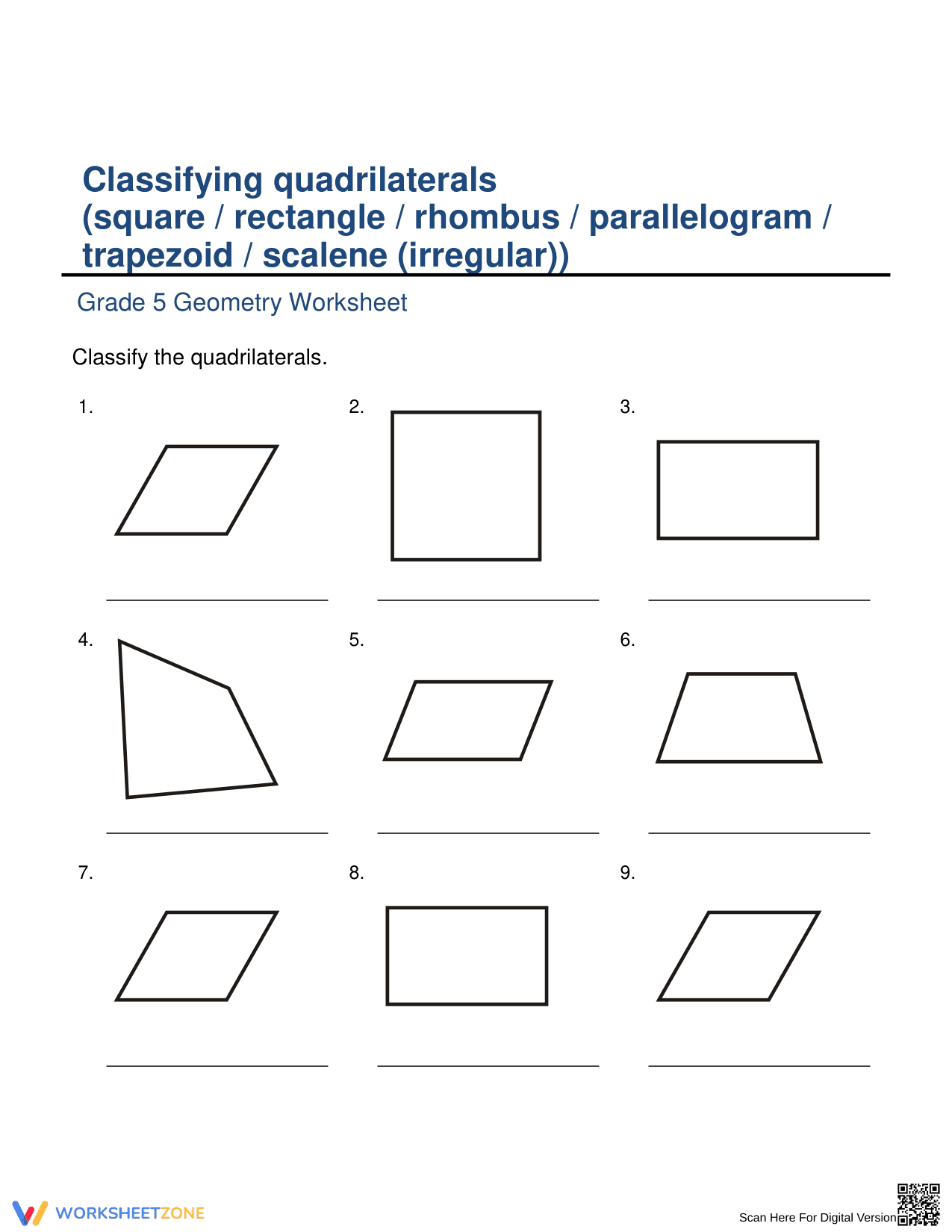 Classifying Quadrilaterals: Geometry Basics - Page 1