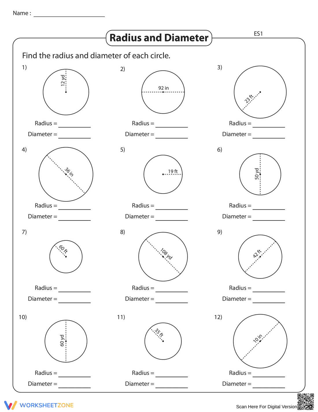 Radius and Diameter: Circle Measurement Basics - Page 1