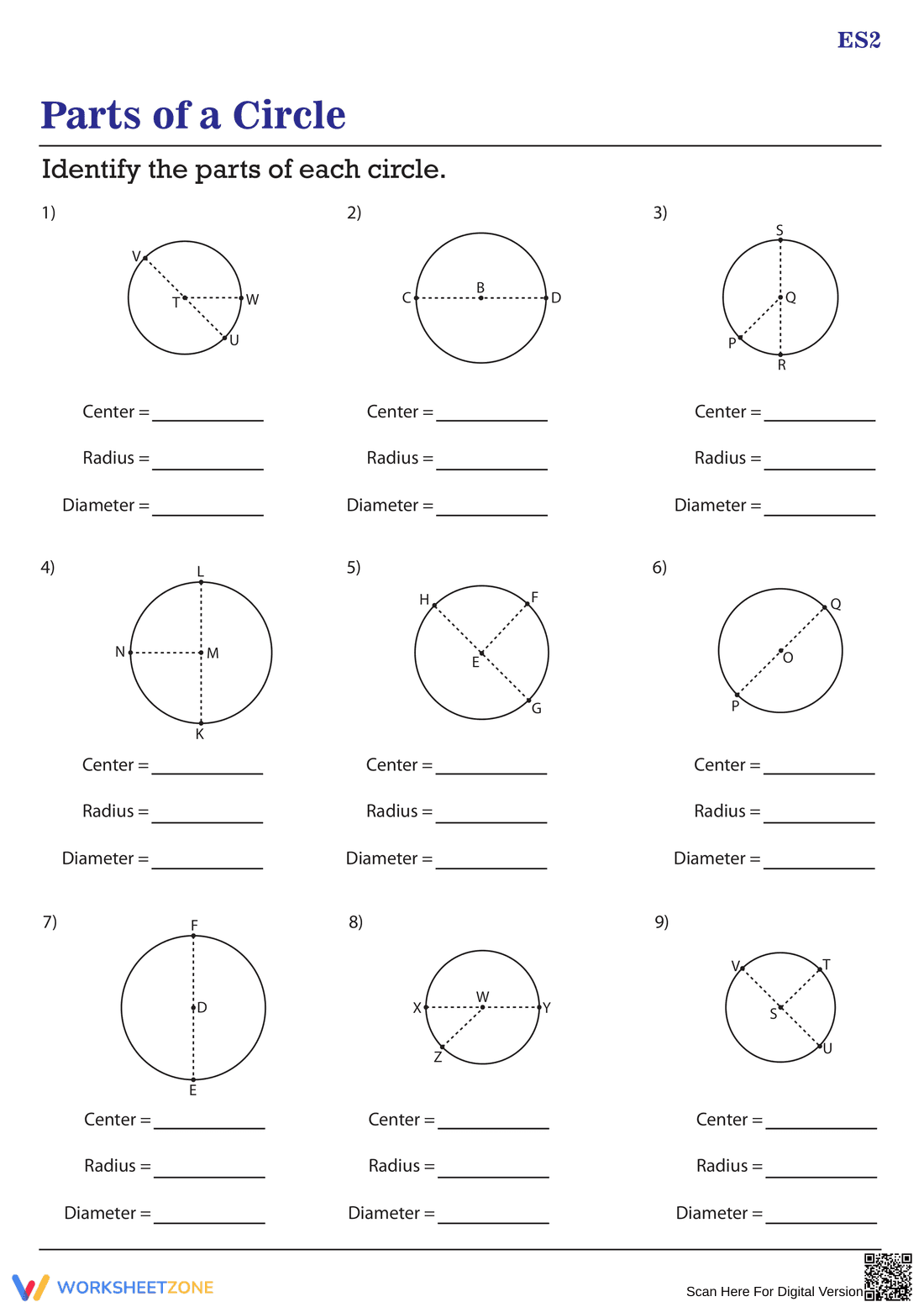 Naming Circle Parts: Geometry Basics - Page 1