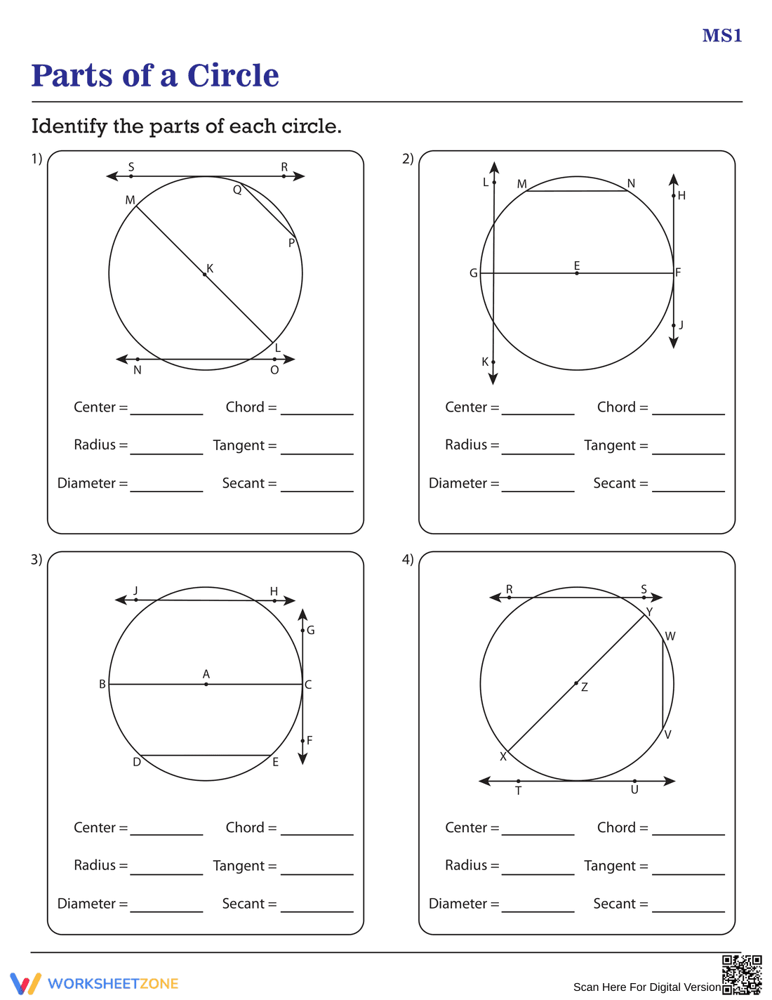 Moderate Part of Circles: Geometry Practice - Page 1