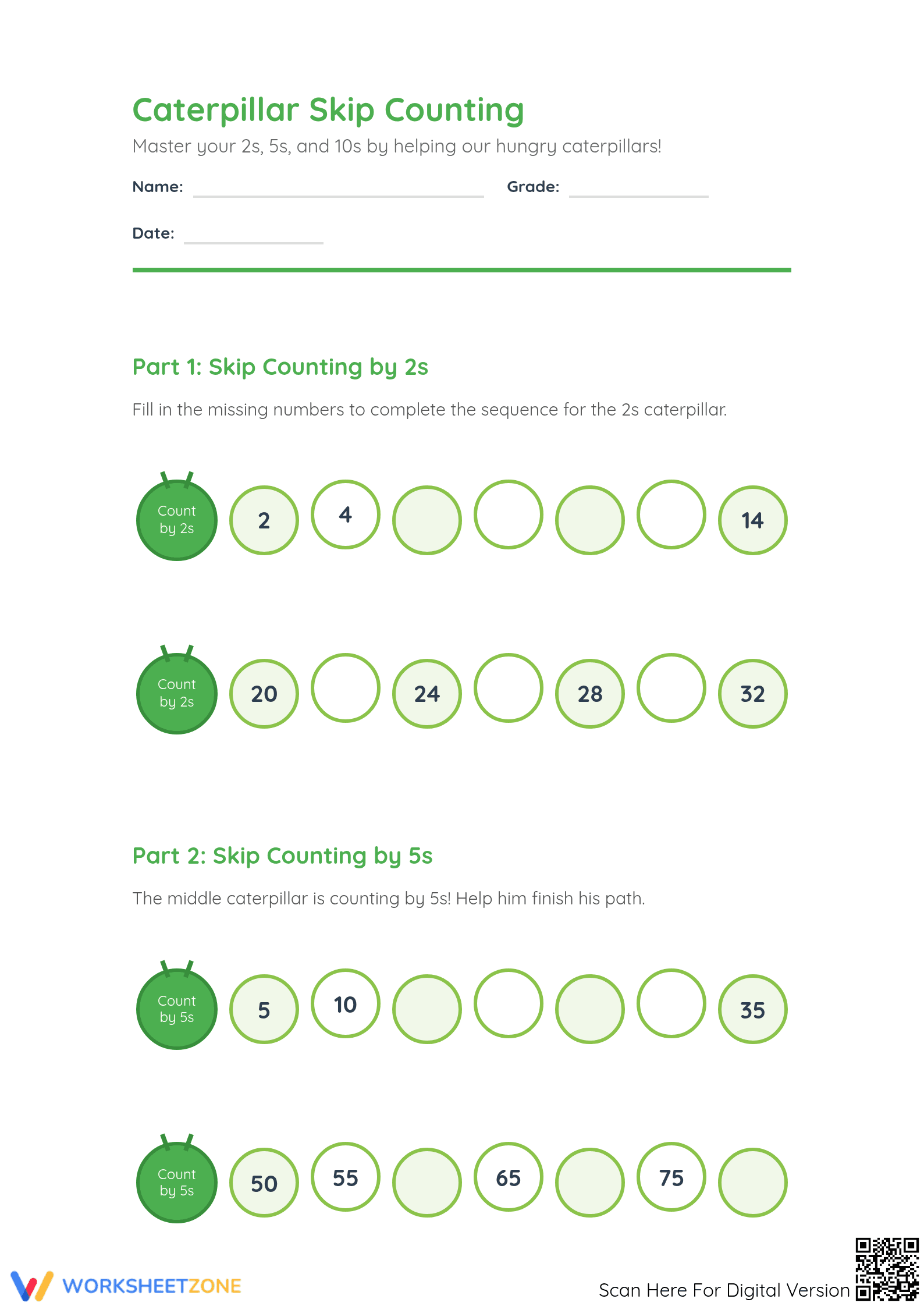 Essential Skip Counting Worksheet | Grade 2 Math Ready - Page 1