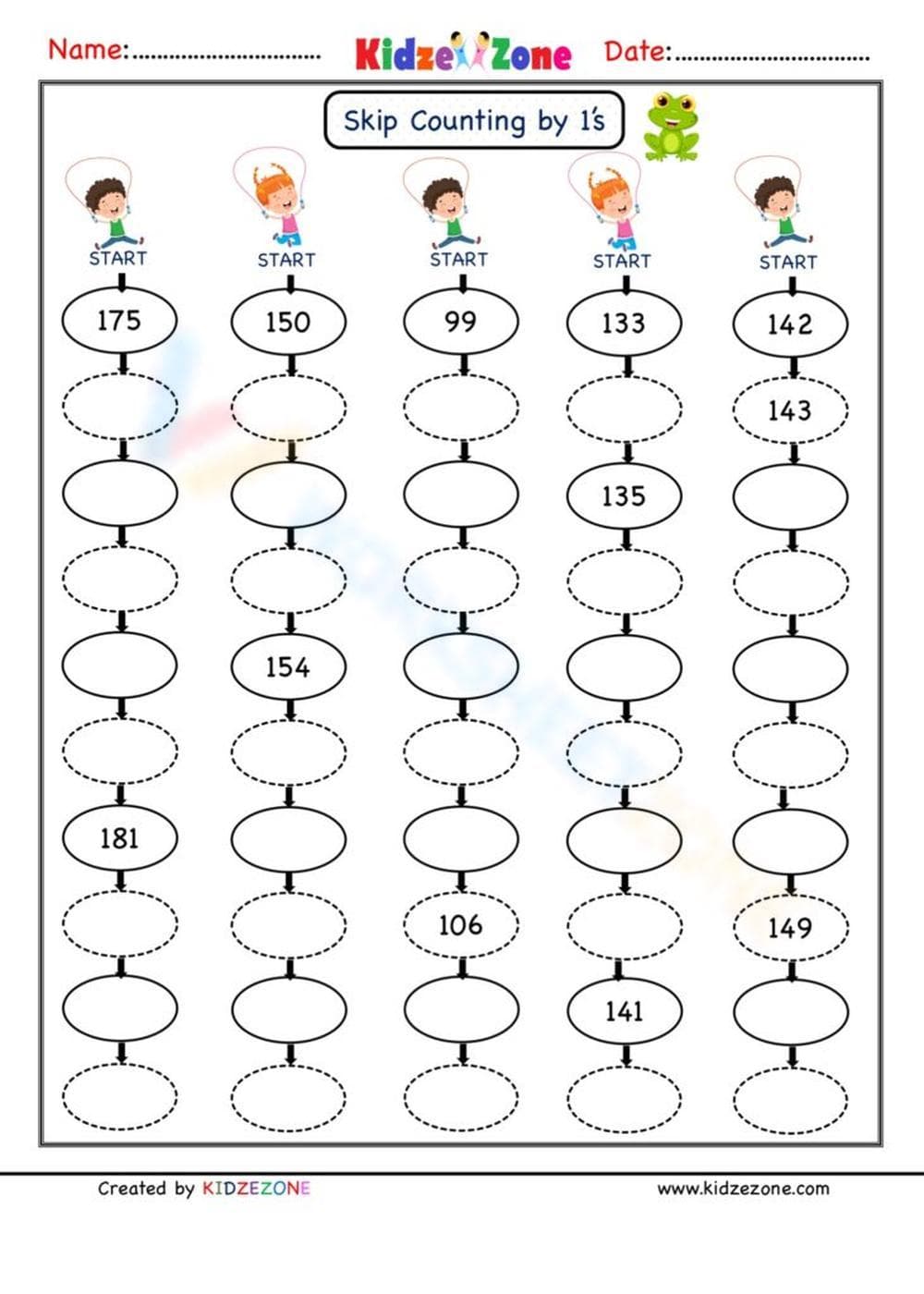 Counting by 1s Worksheet - Page 1