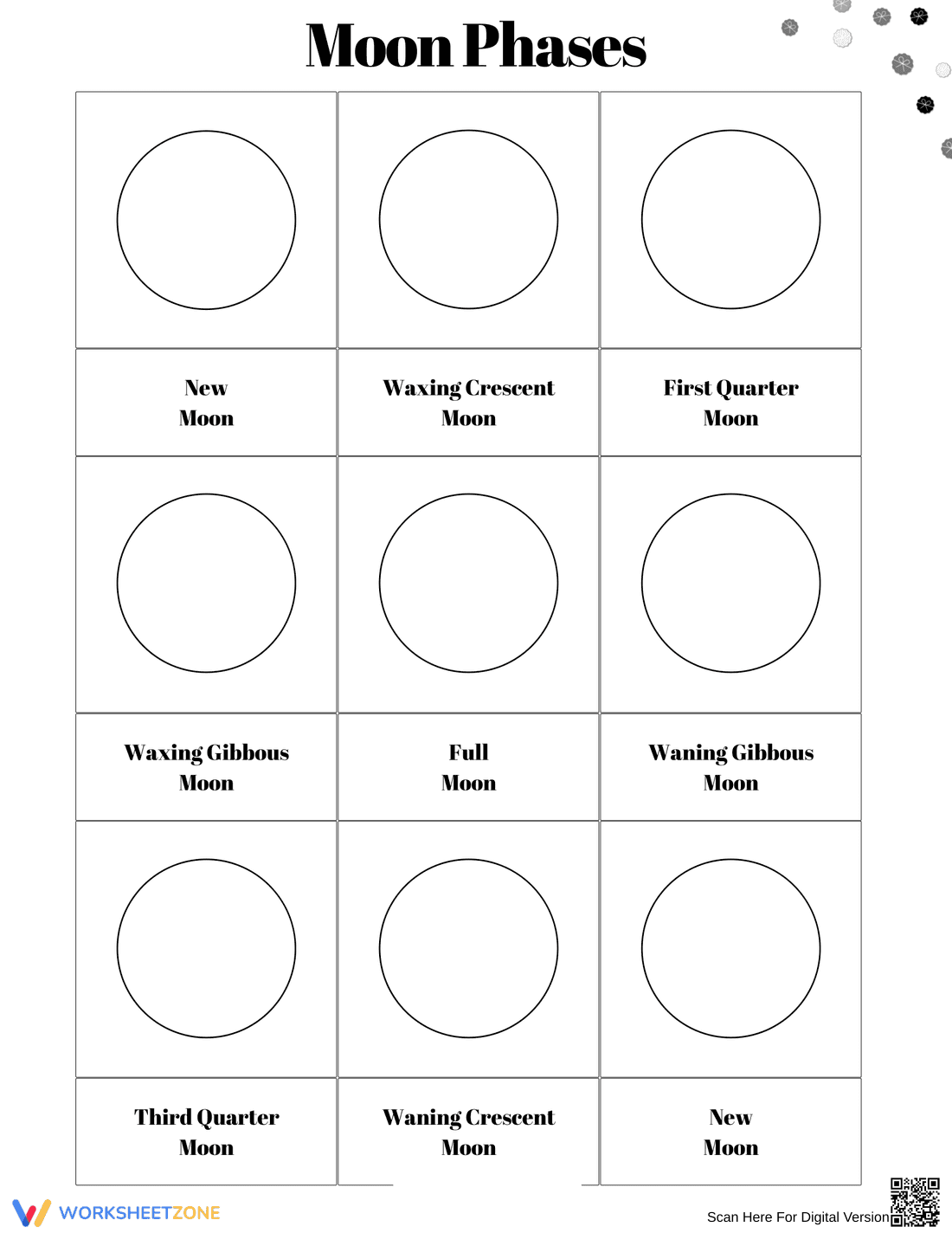 Drawing Moon Phases Worksheet - Page 1