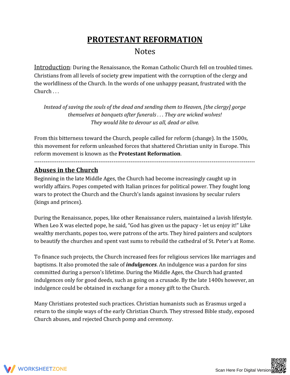Protestant Reformation: A Historical Overview - Page 1