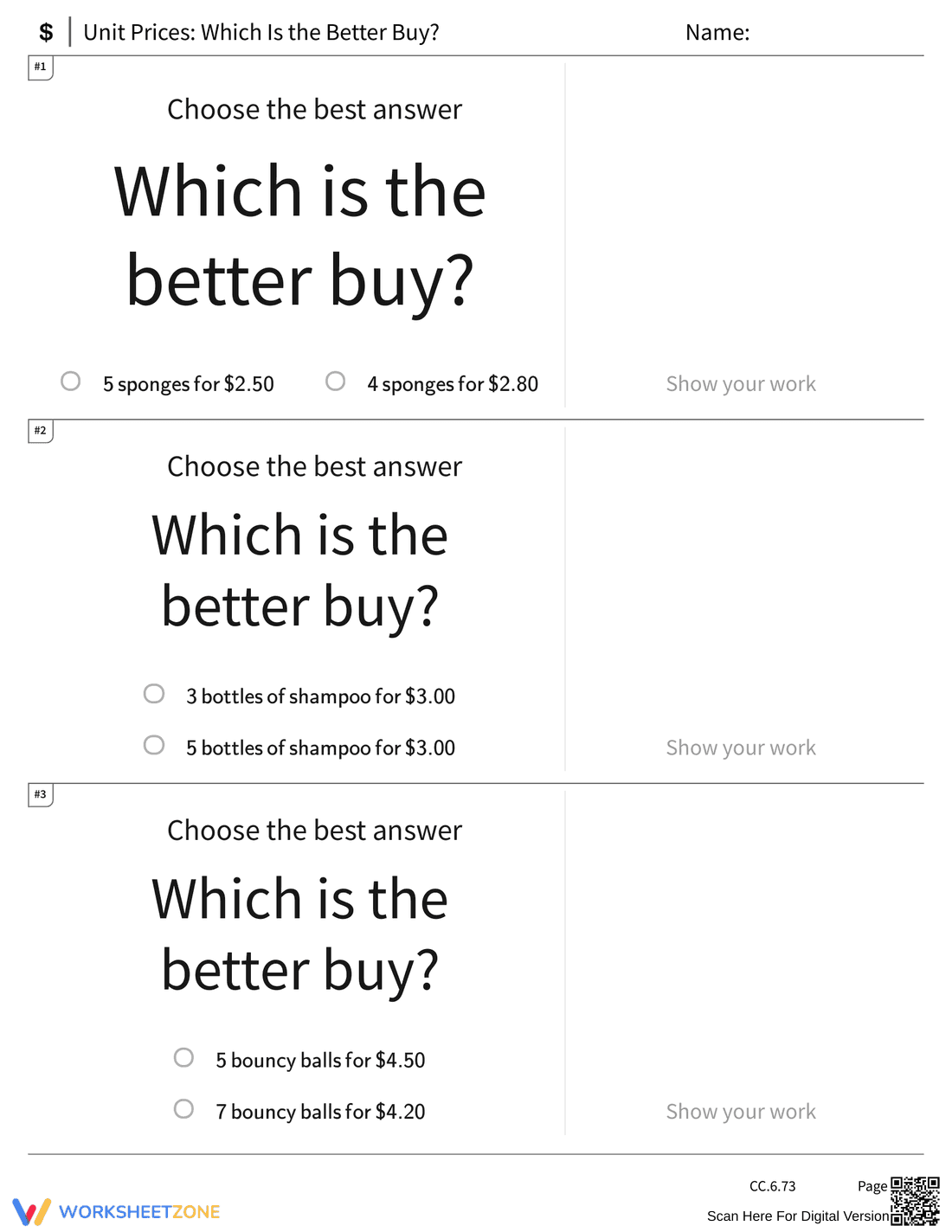 Which is the Better Buy? Worksheet - Page 1