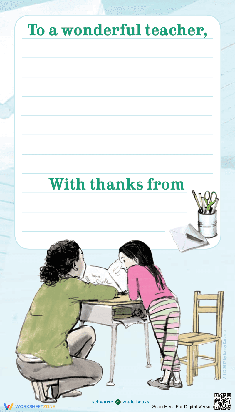 Writing a Letter to My Teacher Template - Page 1