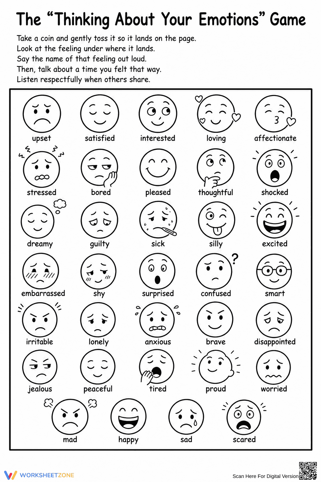 Grade 12 Emotional Awareness — Printable No-Prep Worksheet - Page 1