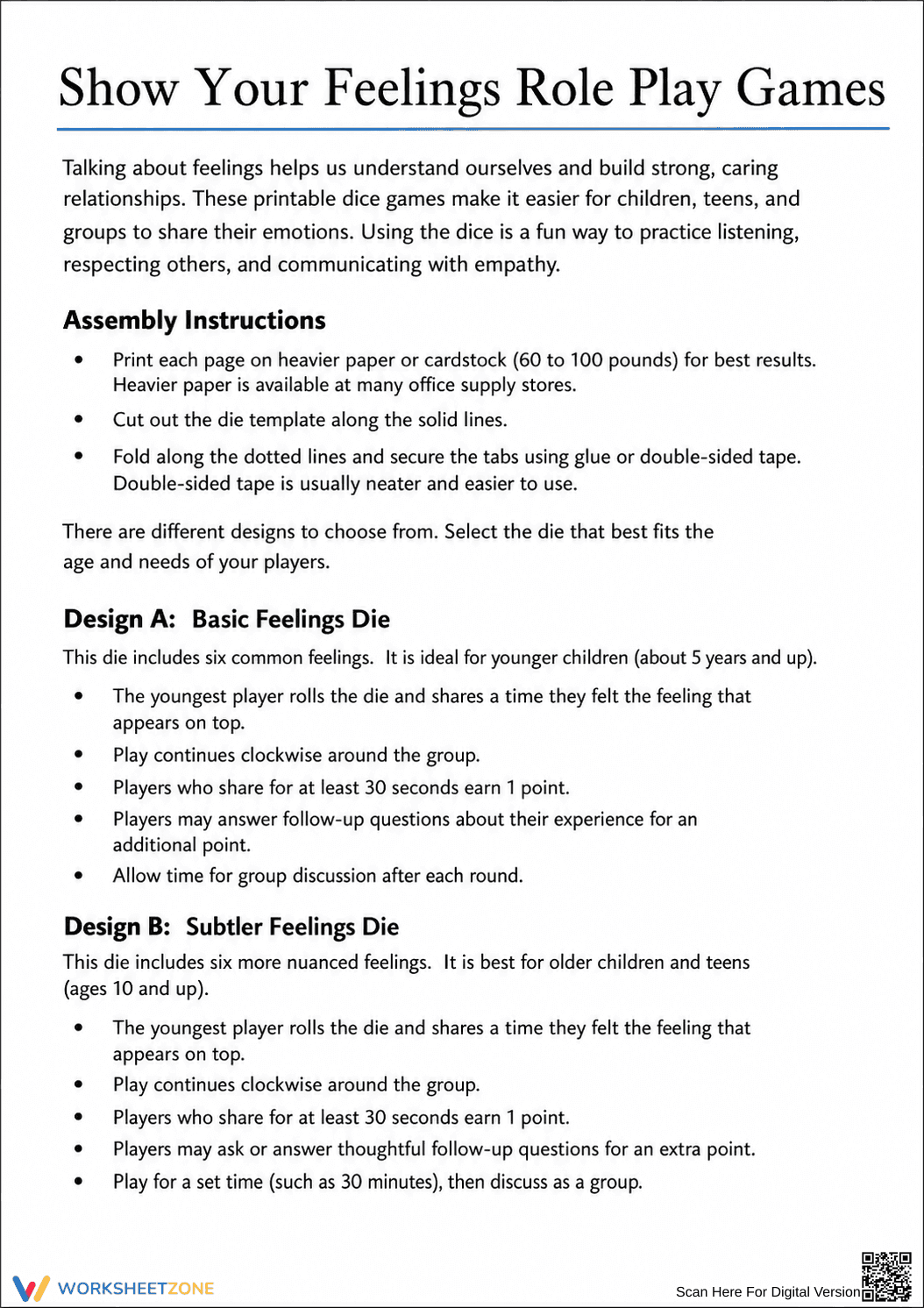 Essential Role Play Games: Show Your Feelings | Grade 12 - Page 1