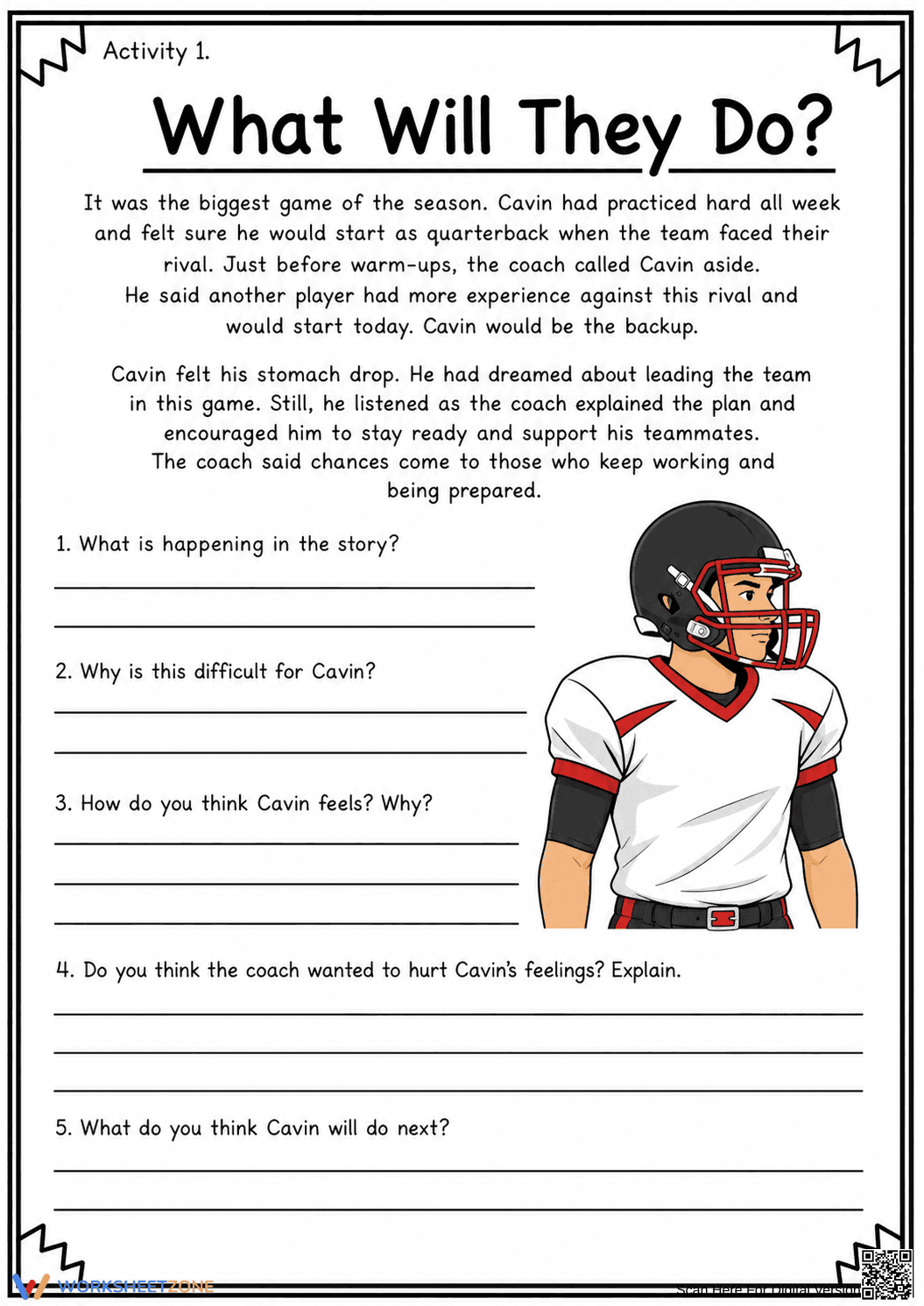 Grade 9 Character Analysis — Printable No-Prep Worksheet - Page 1