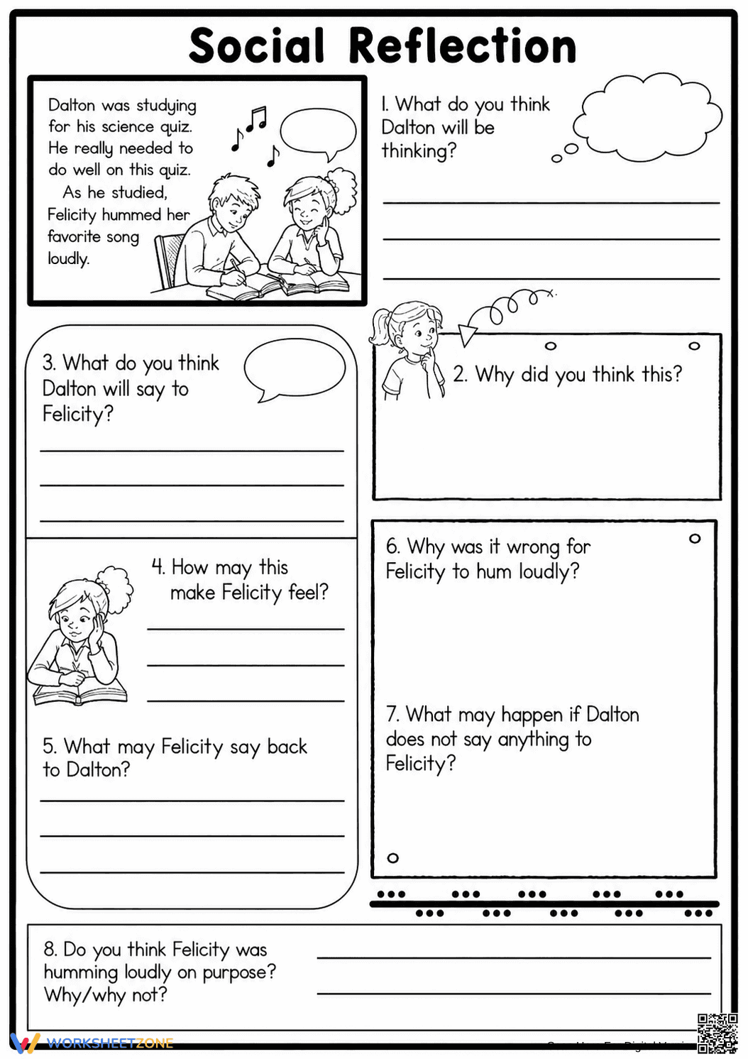 Social Reflection Worksheet | Grade 9 Printable - Page 1