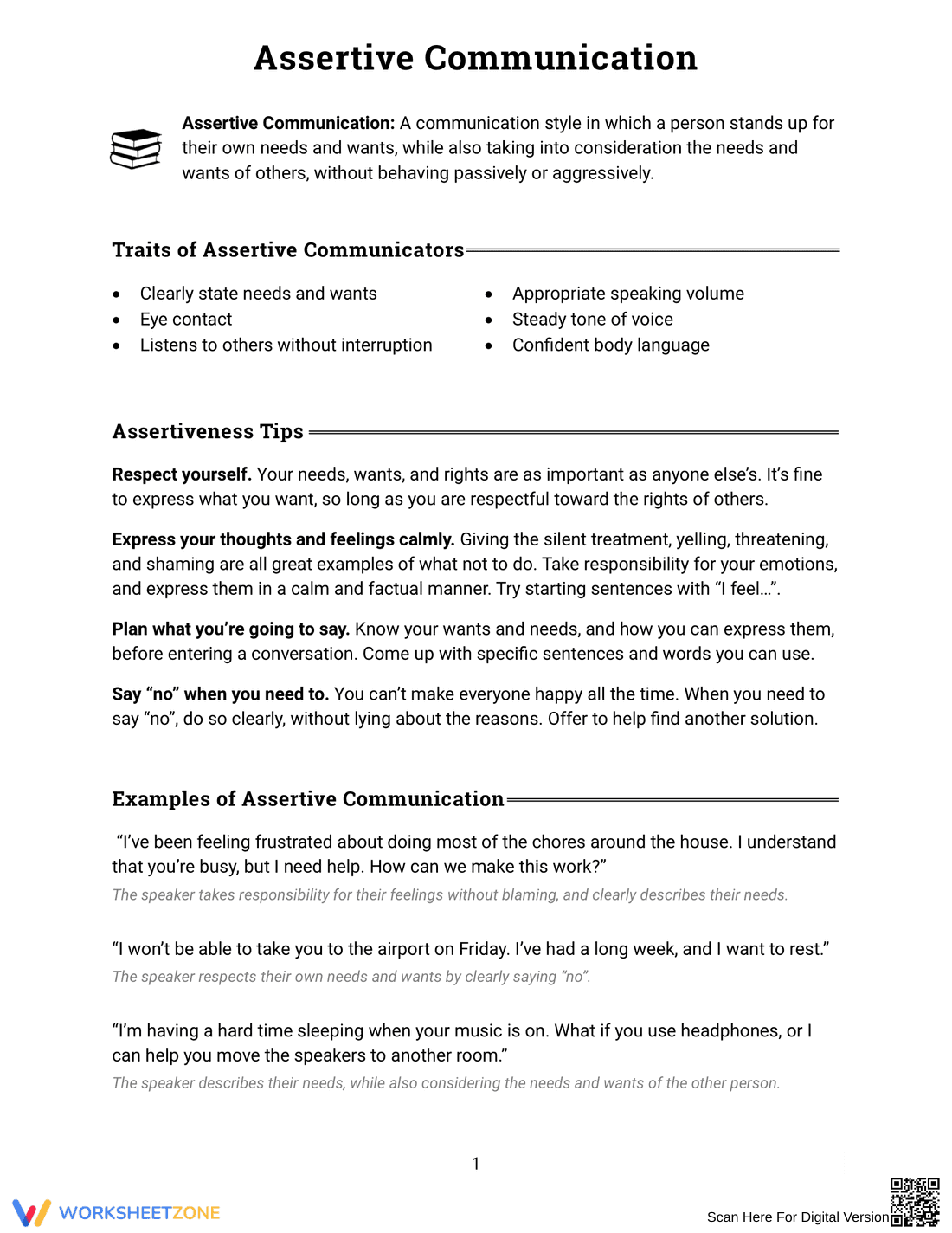 Understanding Assertive Communication Skills - Page 1
