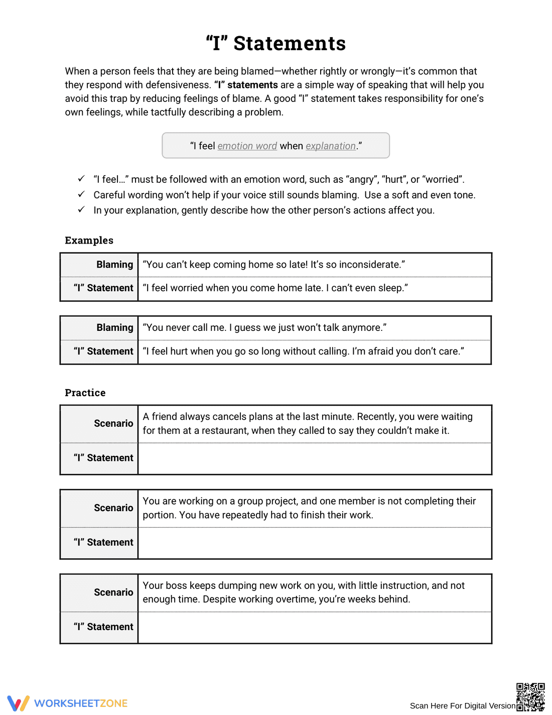 Using I-Statements Communication - Page 1