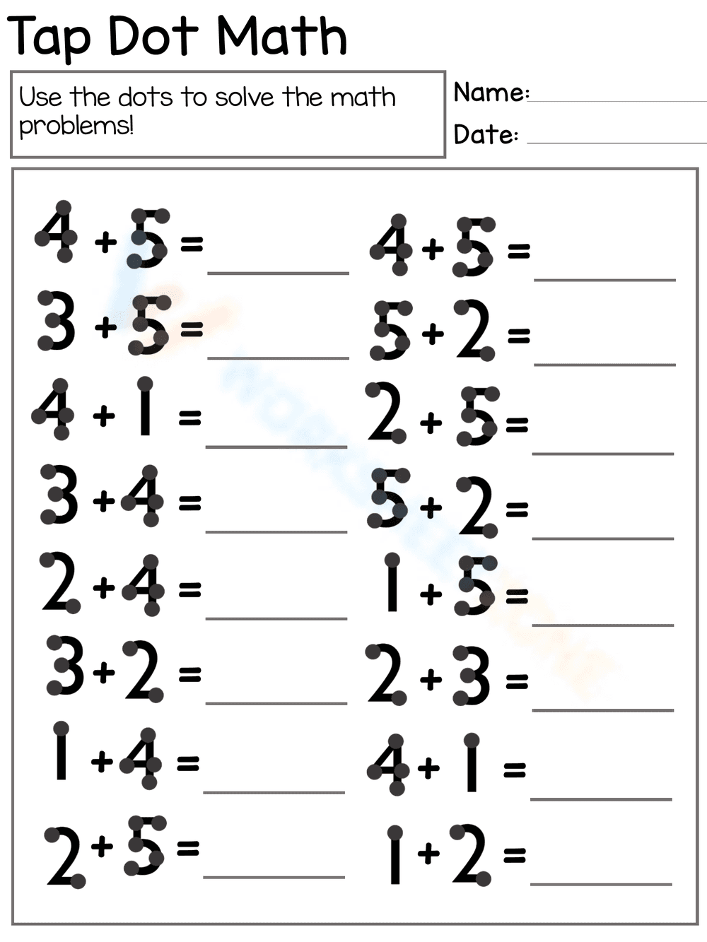 Practice Math Dot Touching with this Worksheet - Page 1