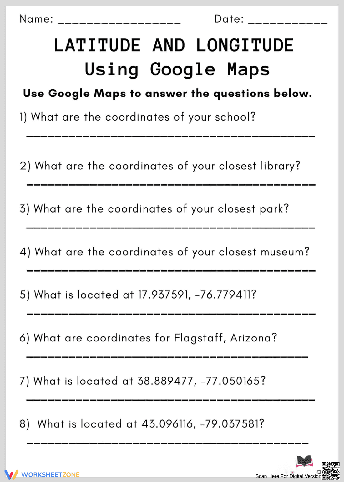 Learn Using Google Map with this Worksheet - Page 1