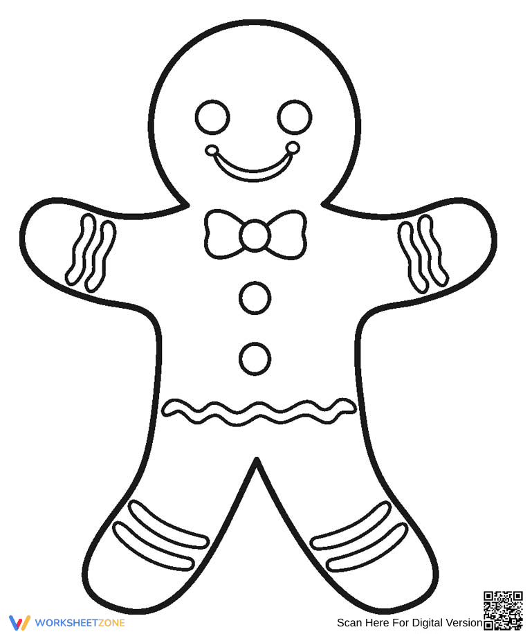 Gingerbread Man Coloring Page | Printable Holiday Art - Page 1