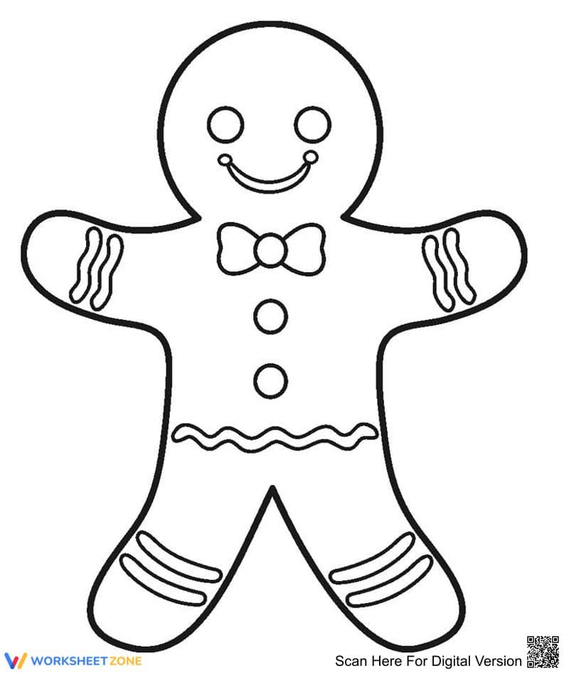 Gingerbread Man Coloring Page | Printable Holiday Art - Page 1