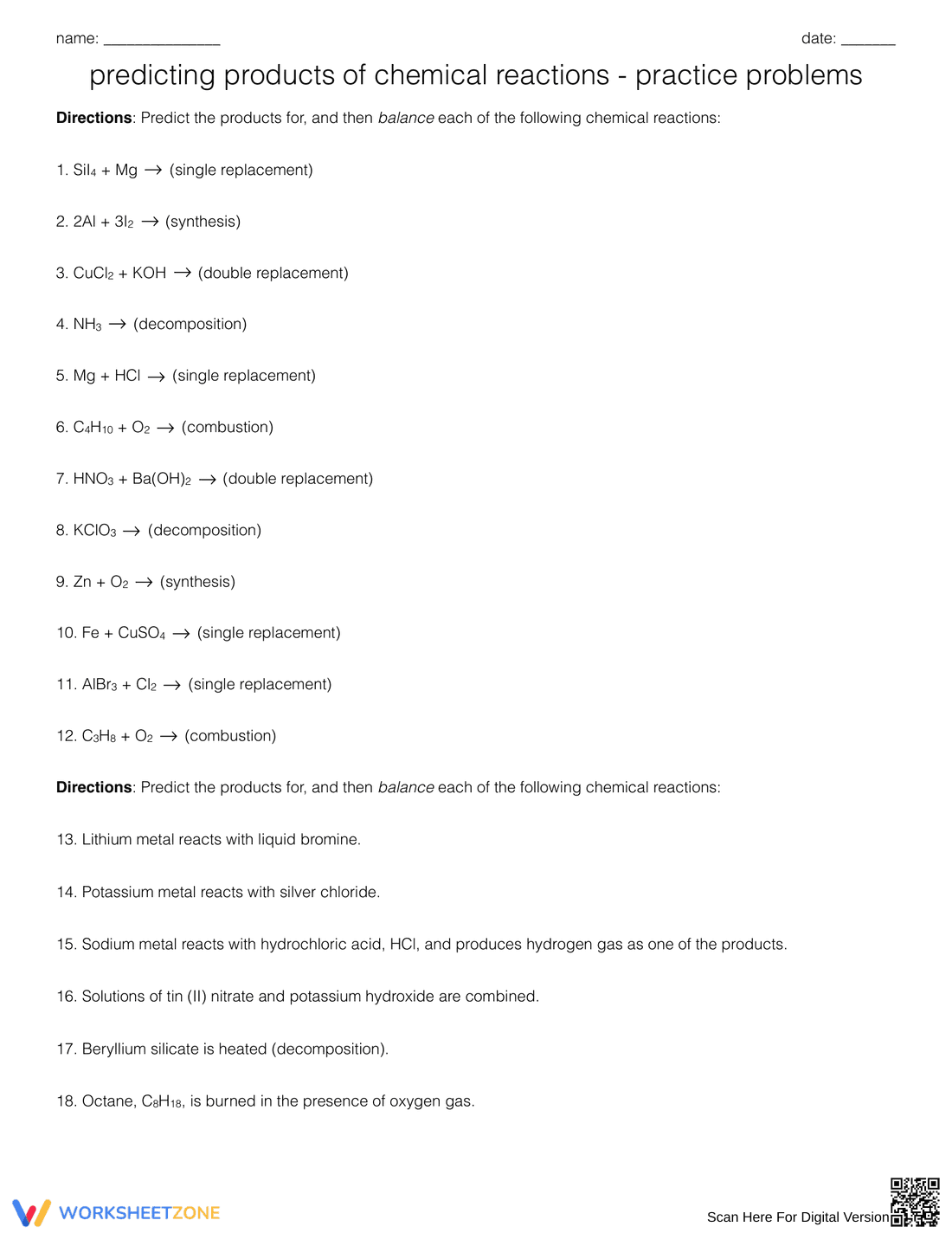Solve Practice Problems with this Worksheet - Page 1