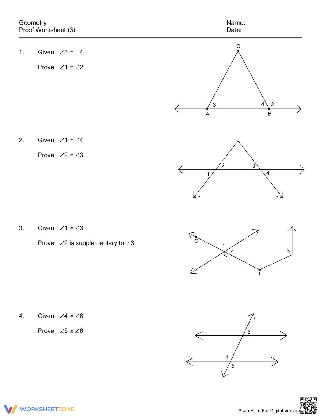 Geometry Proof Worksheet: Practice and Learn - Page 1