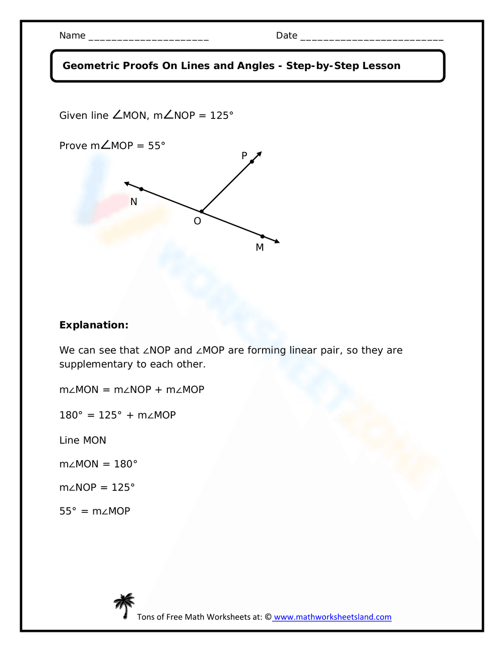 Learn Geometric Proofs on Lines and Angles - Page 1
