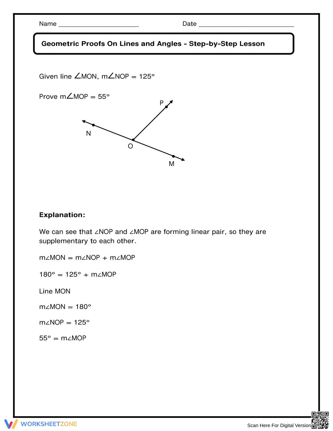 Learn Geometric Proofs on Lines and Angles - Page 1