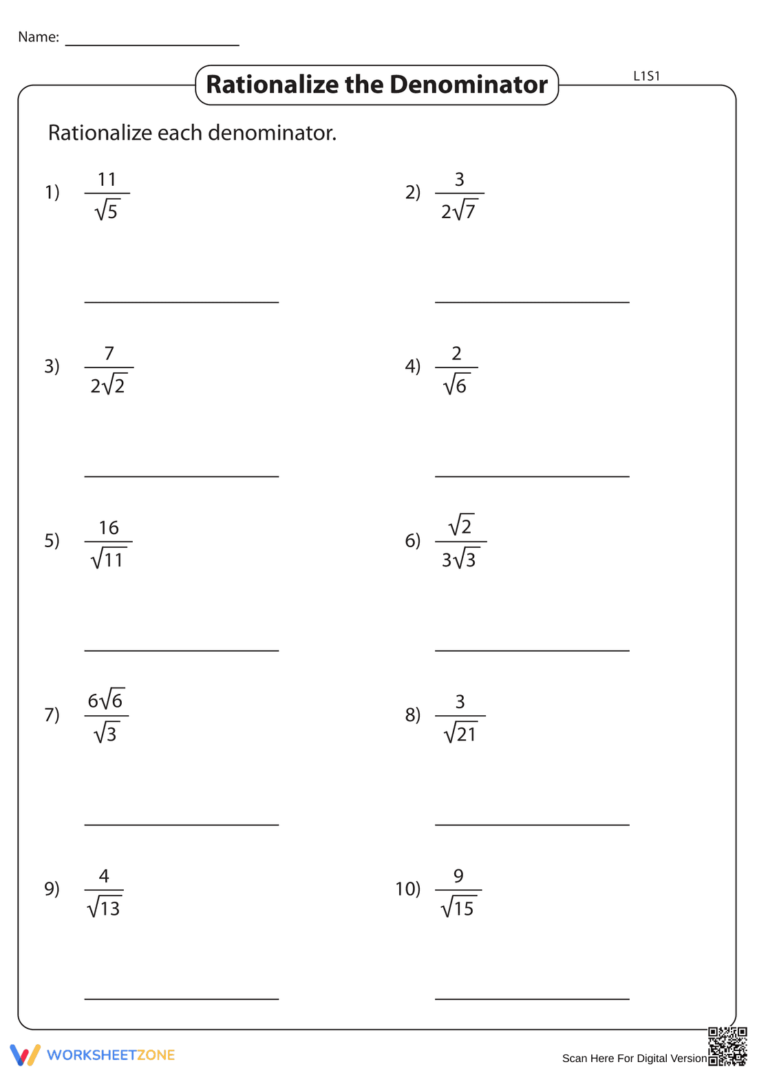 Learn to Rationalize the Denominator Effectively - Page 1