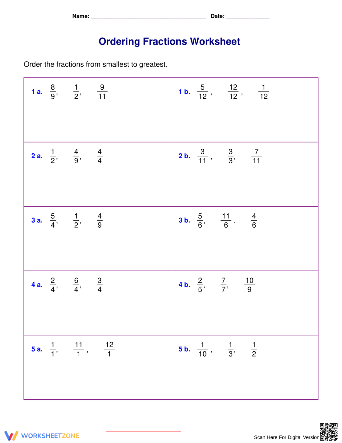 Comparing Fractions: Practice and Learn - Page 1
