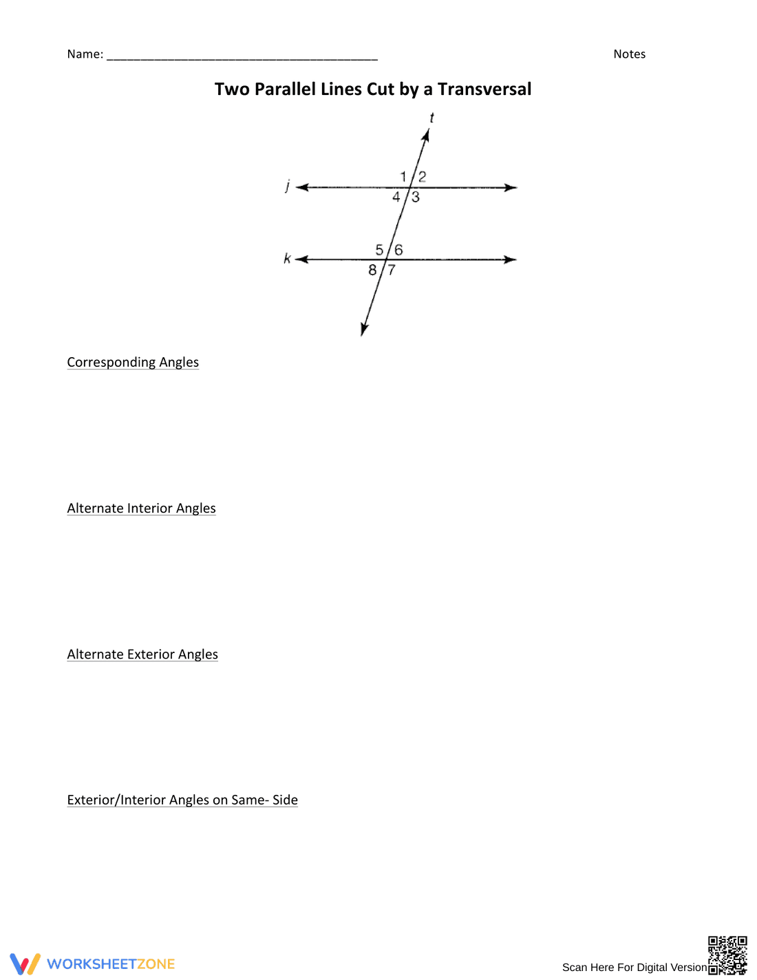 Transversals and Parallel Lines - Page 1