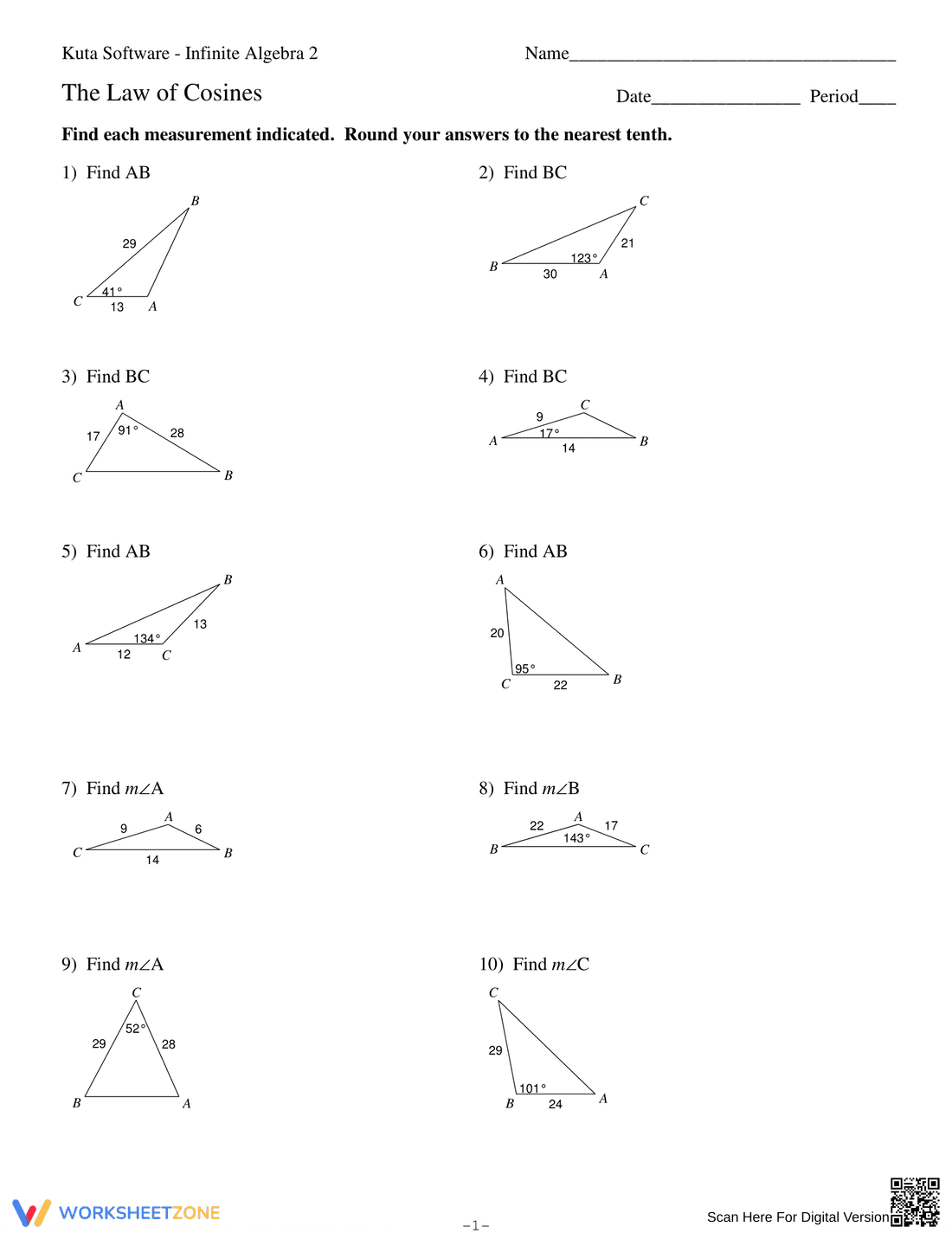 The Law of Cosines - Page 1