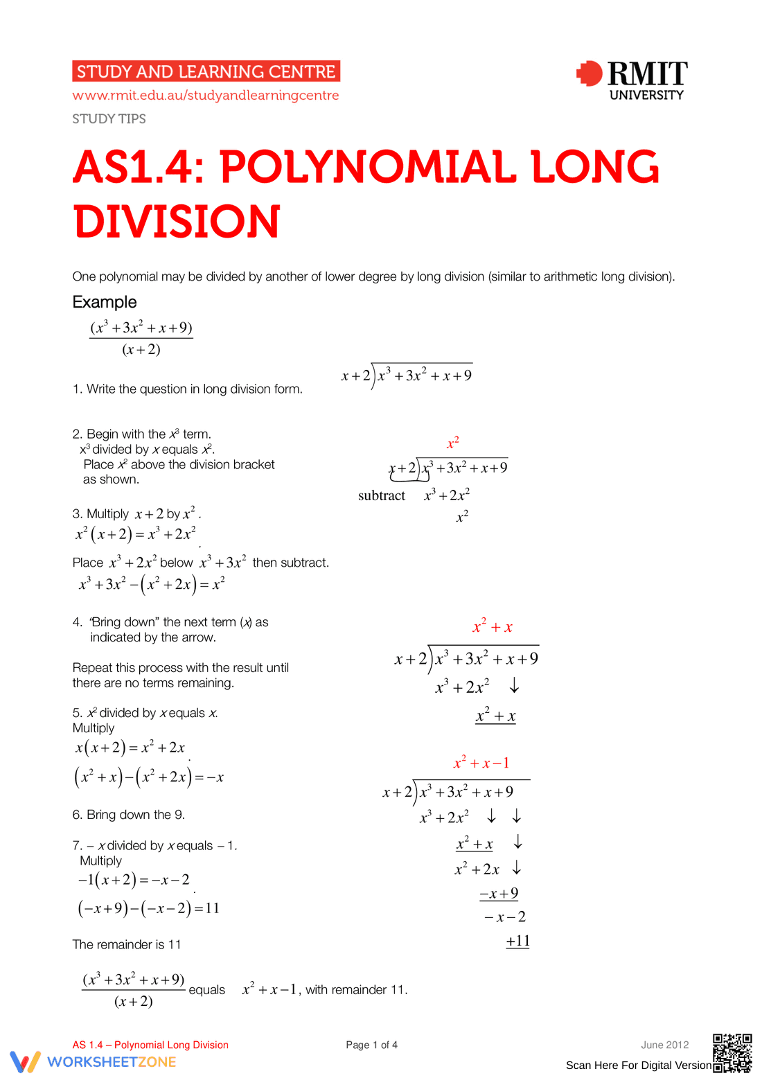 Master Polynomial Long Division - Page 1