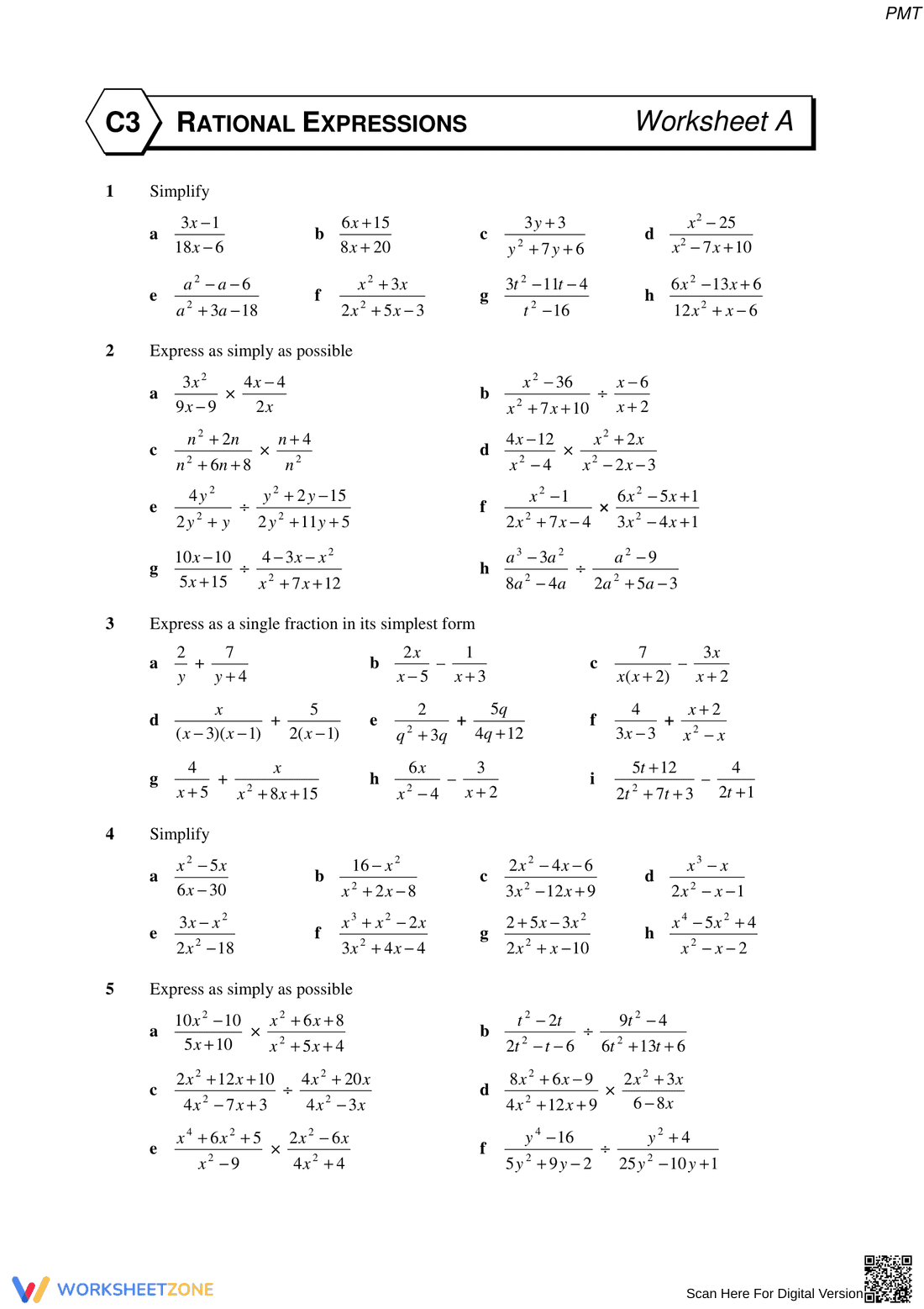 Rational Expressions Practice - Page 1