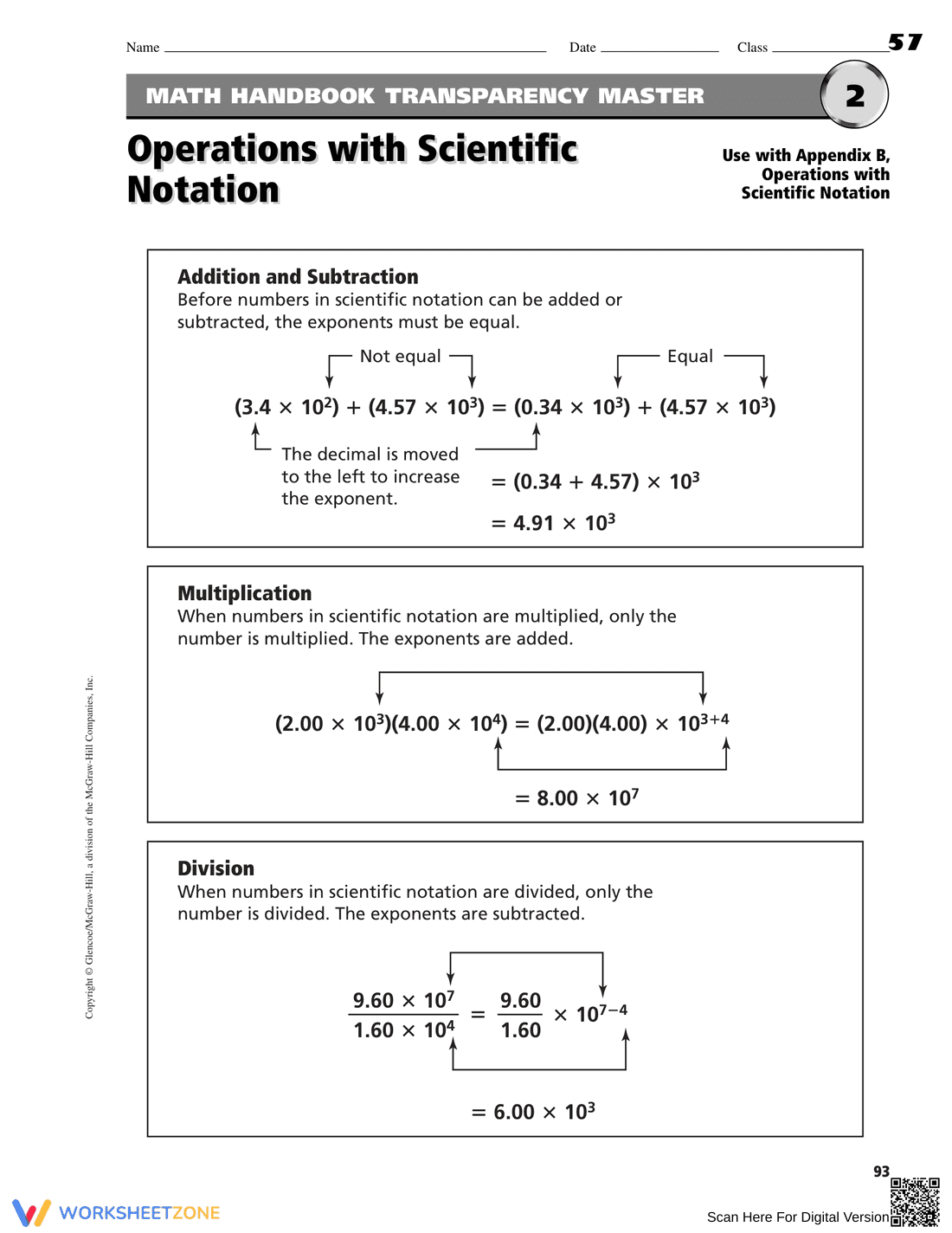 Operations with Scientific Notation Practice - Page 1
