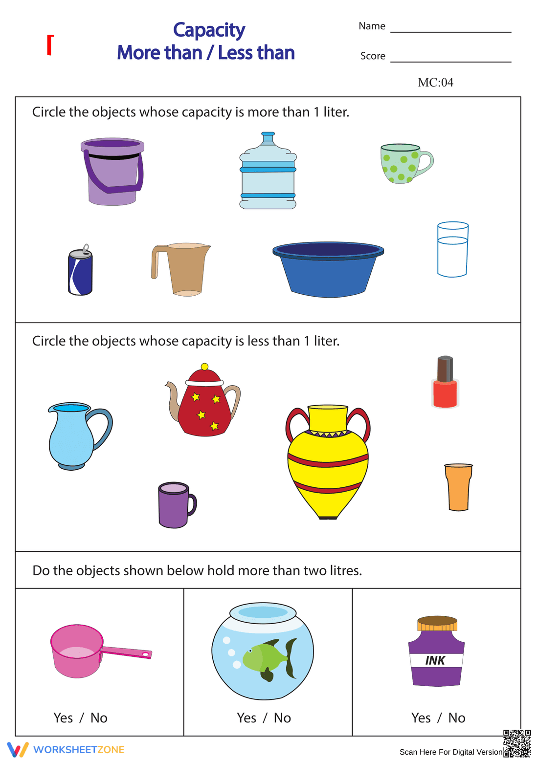More Than and Less Than Comparison Worksheet - Page 1