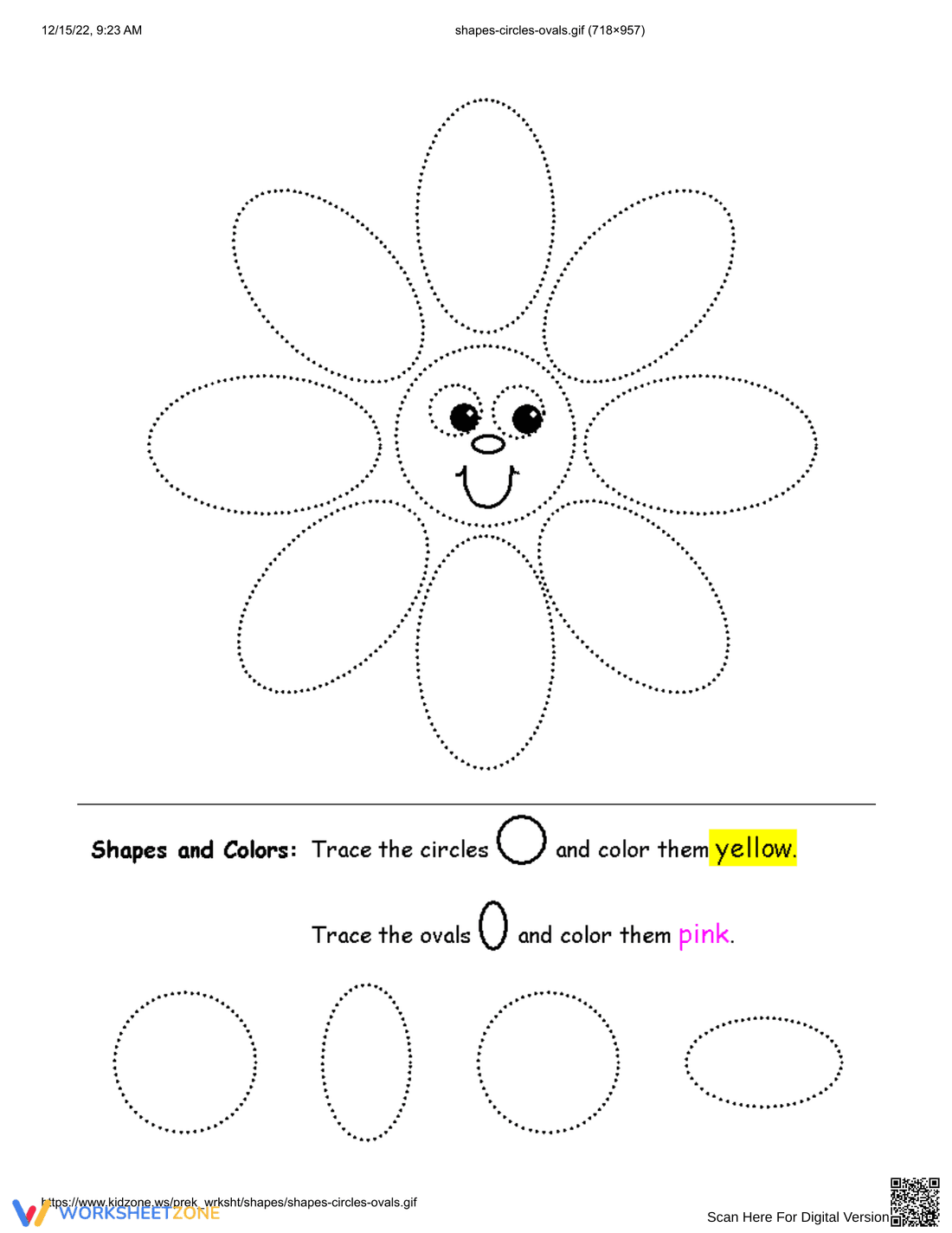 Oval Flower Identification Worksheet - Page 1