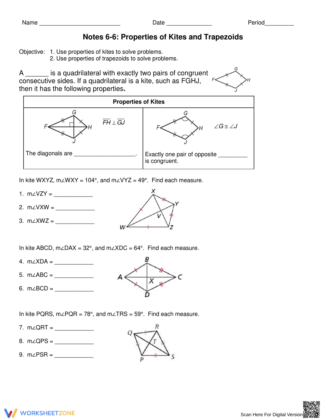 Properties of Kites and Trapezoids - Page 1