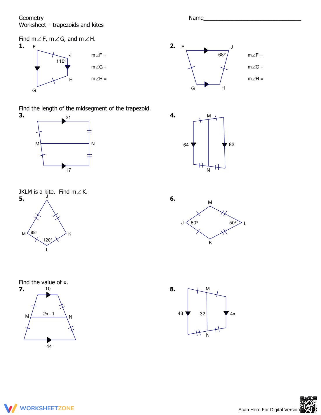 Exploring Trapezoids and Kites - Page 1
