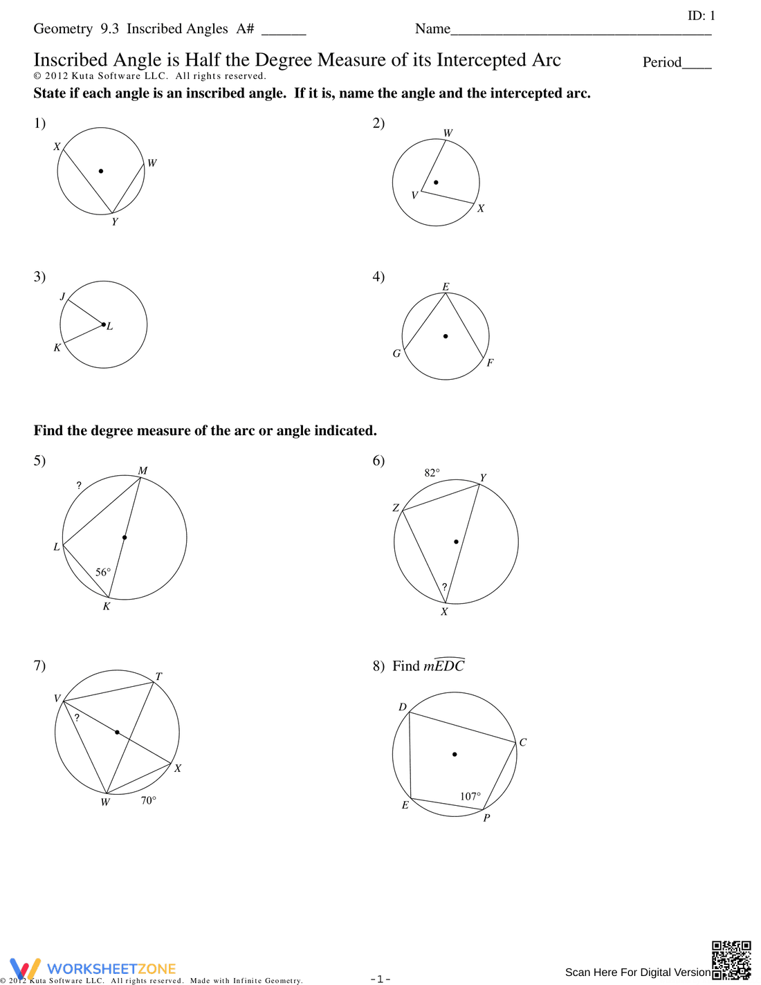 Understanding Inscribed Angles - Page 1
