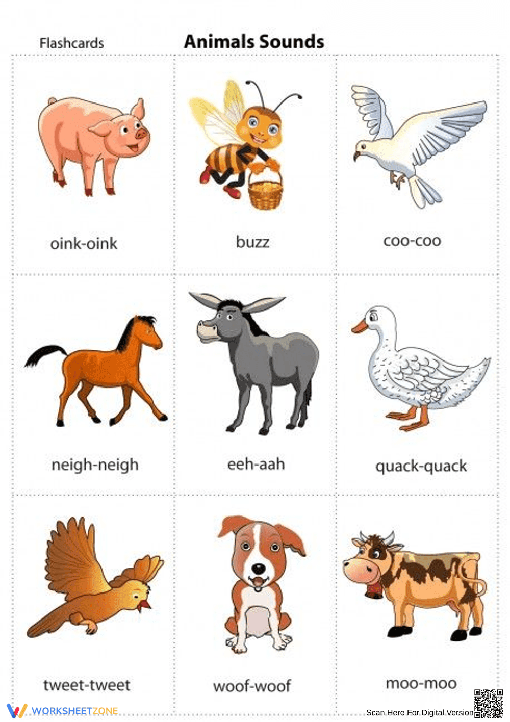 Identifying Animal Sounds Worksheet - Page 1